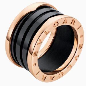 Bulgari B. Zero 1 Ring Rose Gold 18k and Black Ceramic 4 Bands Mint condition